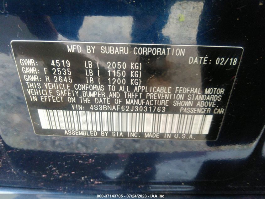 2018 SUBARU LEGACY PREMIUM - 4S3BNAF62J3031763