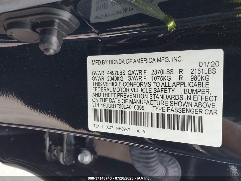 2020 ACURA TLX W/TECHNOLOGY PKG - 19UUB1F50LA010399