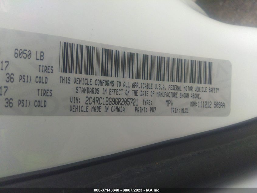 2016 CHRYSLER TOWN & COUNTRY TOURING - 2C4RC1BG9GR205721