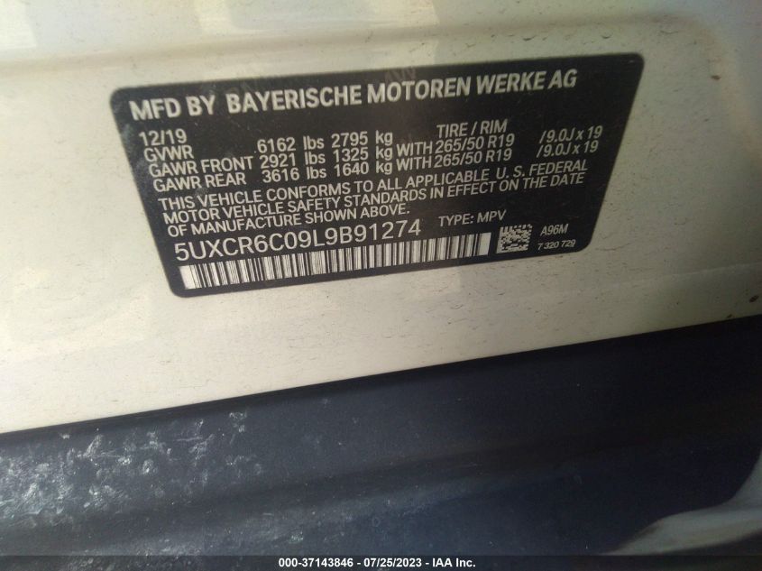 5UXCR6C09L9B91274 2020 BMW X5, photo no. 9