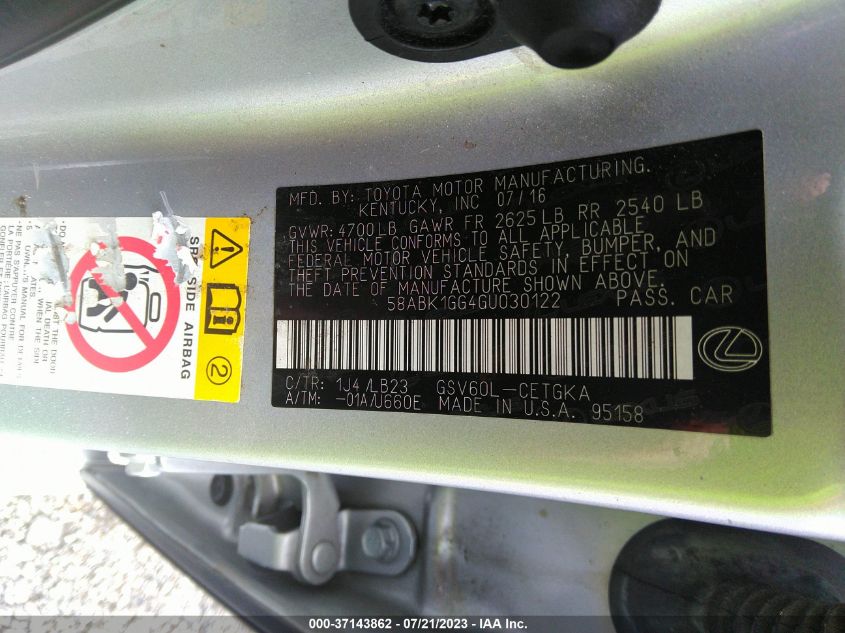 2016 LEXUS ES 350 - 58ABK1GG4GU030122