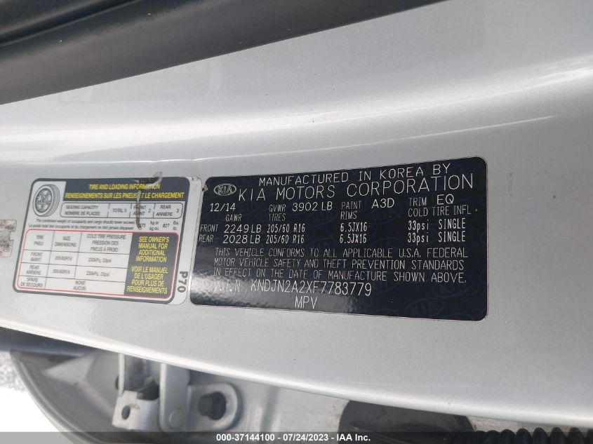 2015 KIA SOUL - KNDJN2A2XF7783779