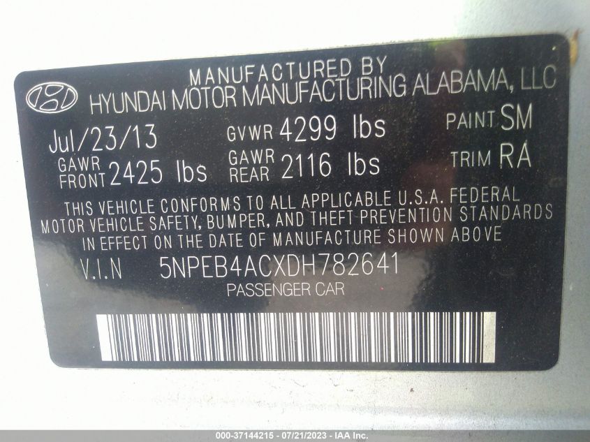 2013 HYUNDAI SONATA GLS - 5NPEB4ACXDH782641