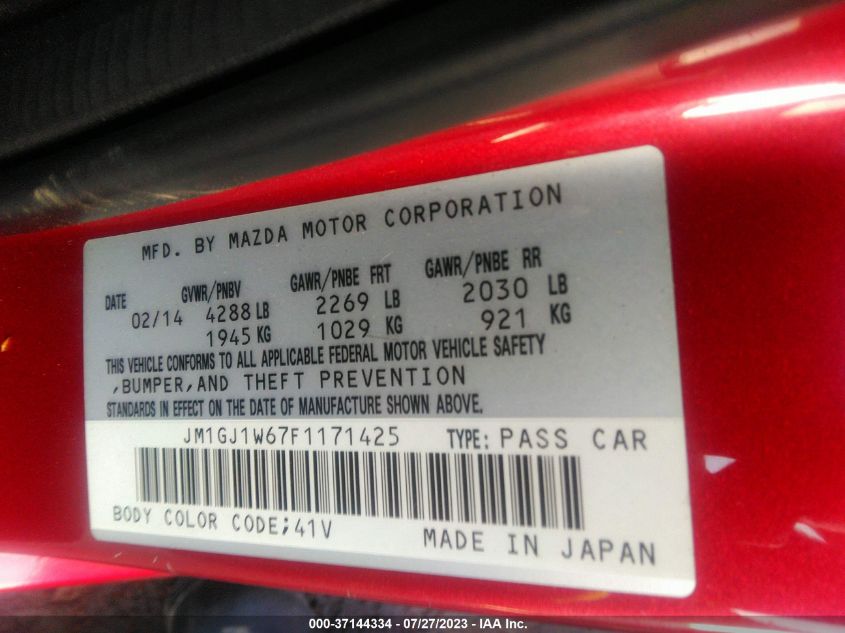 2015 MAZDA MAZDA6 I GRAND TOURING - JM1GJ1W67F1171425