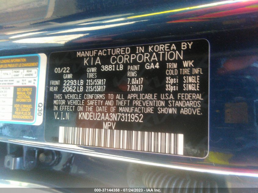 2022 KIA SELTOS S - KNDEU2AA3N7311952