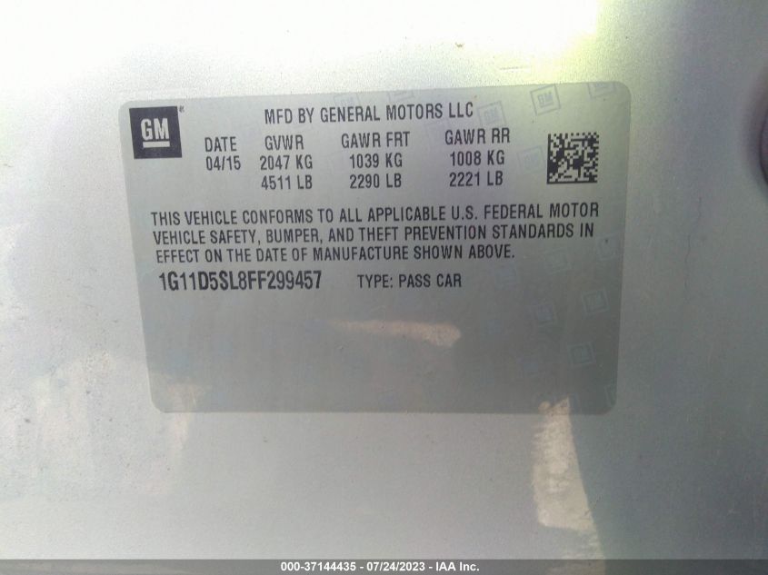2015 CHEVROLET MALIBU LT - 1G11D5SL8FF299457