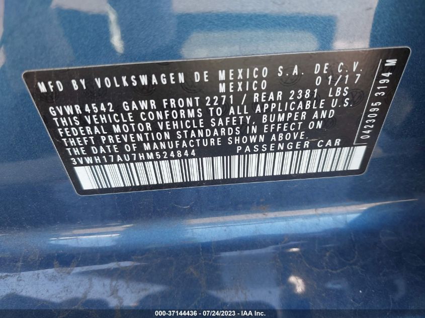 2017 VOLKSWAGEN GOLF ALLTRACK S/SE/SEL 3VWH17AU7HM524844