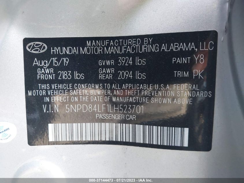 2020 HYUNDAI ELANTRA SEL/VALUE/LIMITED - 5NPD84LF1LH523701