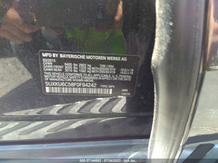 2015 BMW X6 XDRIVE50I - 5UXKU6C58F0F94242