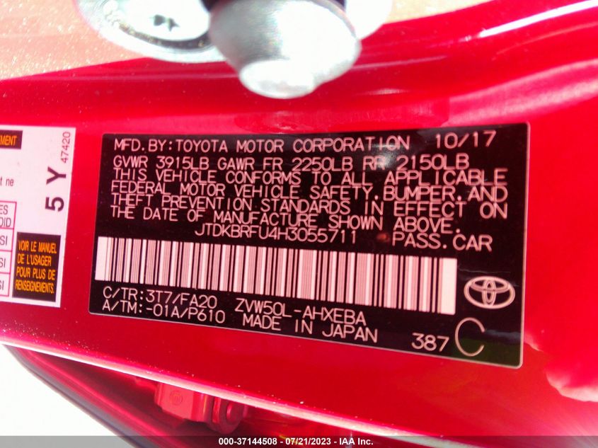 2017 TOYOTA PRIUS TWO/TWO ECO/THREE - JTDKBRFU4H3055711