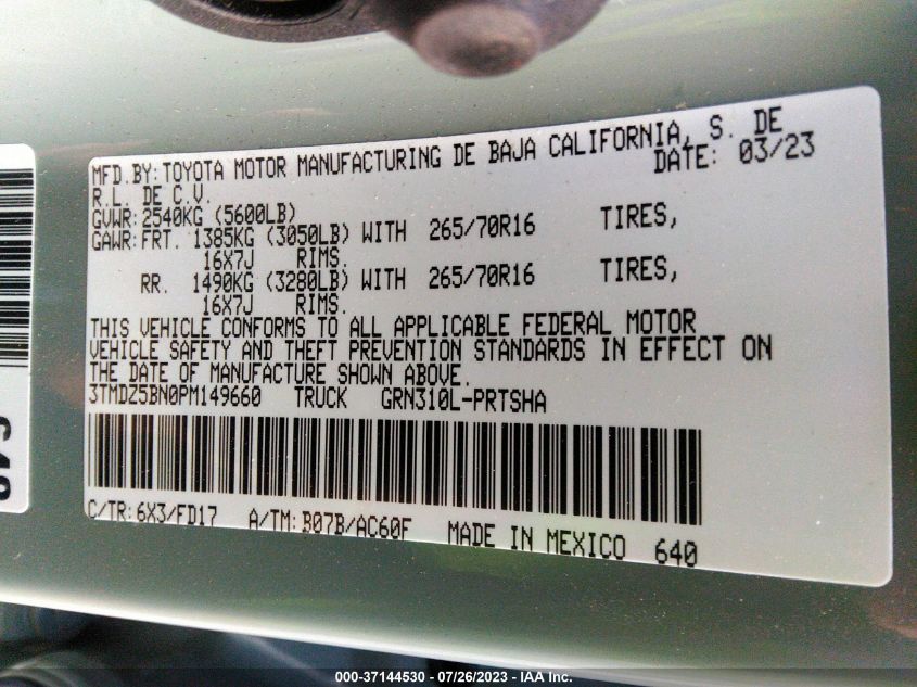 2023 TOYOTA TACOMA 4WD SR5/TRD SPORT - 3TMDZ5BN0PM149660
