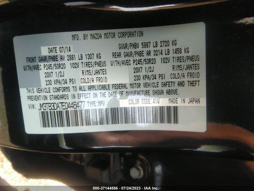 2014 MAZDA CX-9 GRAND TOURING - JM3TB3DA7E0446477
