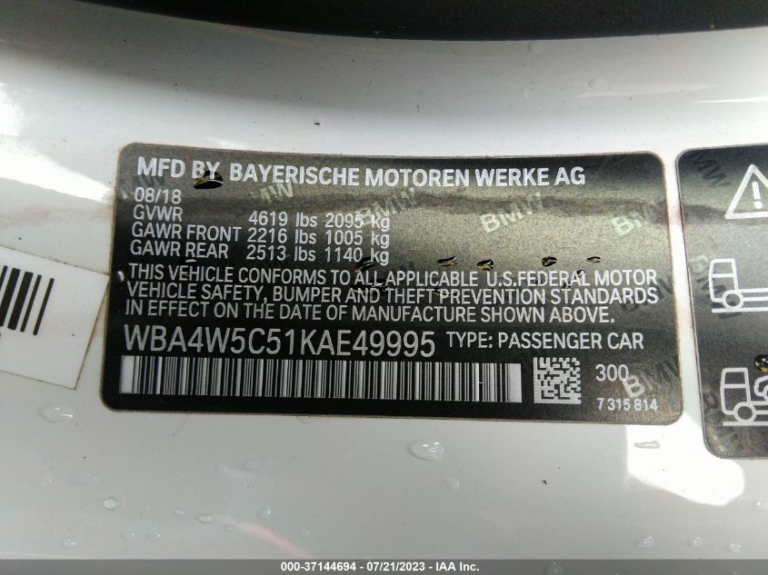 2019 BMW 4 SERIES 430I XDRIVE - WBA4W5C51KAE49995