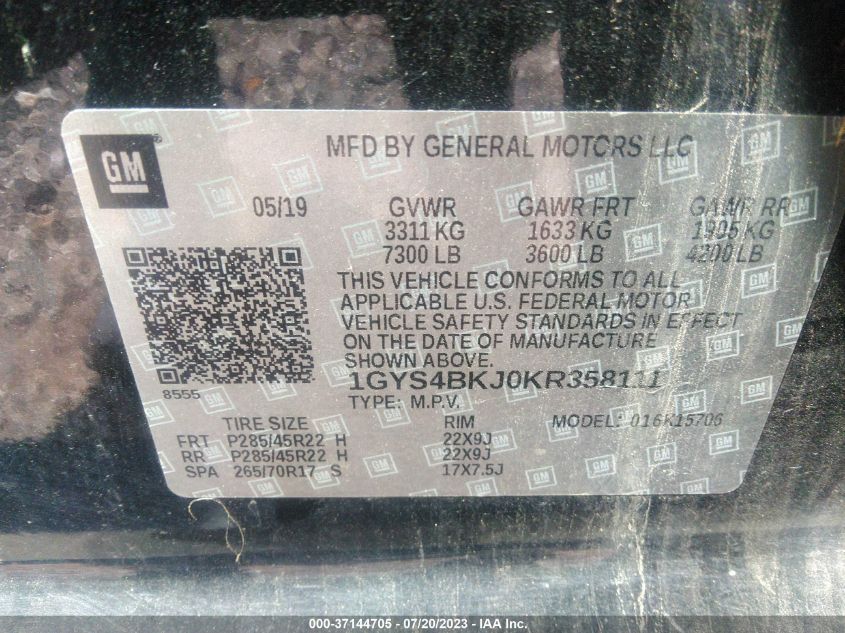 2019 CADILLAC ESCALADE LUXURY - 1GYS4BKJ0KR358111