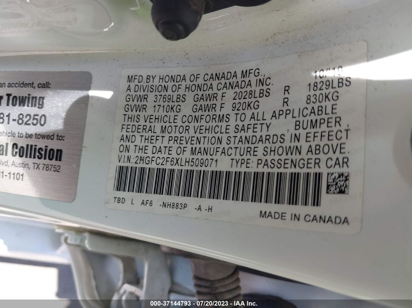 2020 HONDA CIVIC SEDAN LX - 2HGFC2F6XLH509071