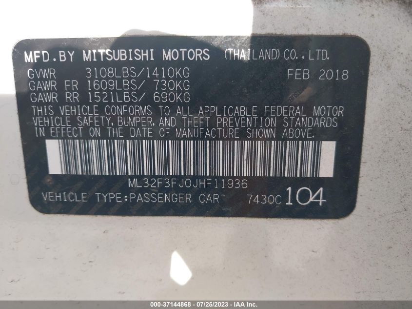 2018 MITSUBISHI MIRAGE G4 ES - ML32F3FJ0JHF11936