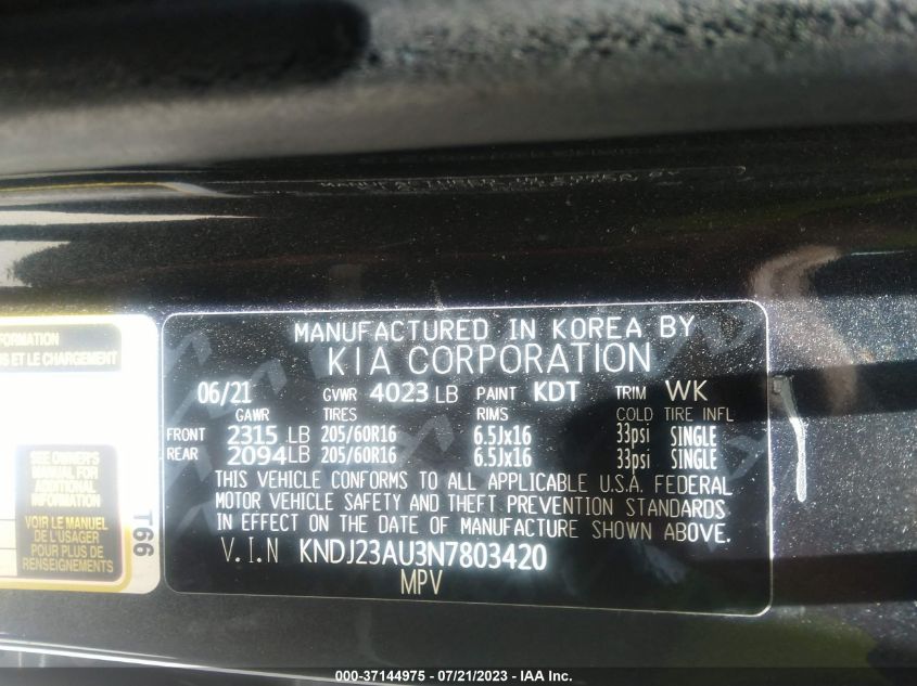 2022 KIA SOUL LX - KNDJ23AU3N7803420