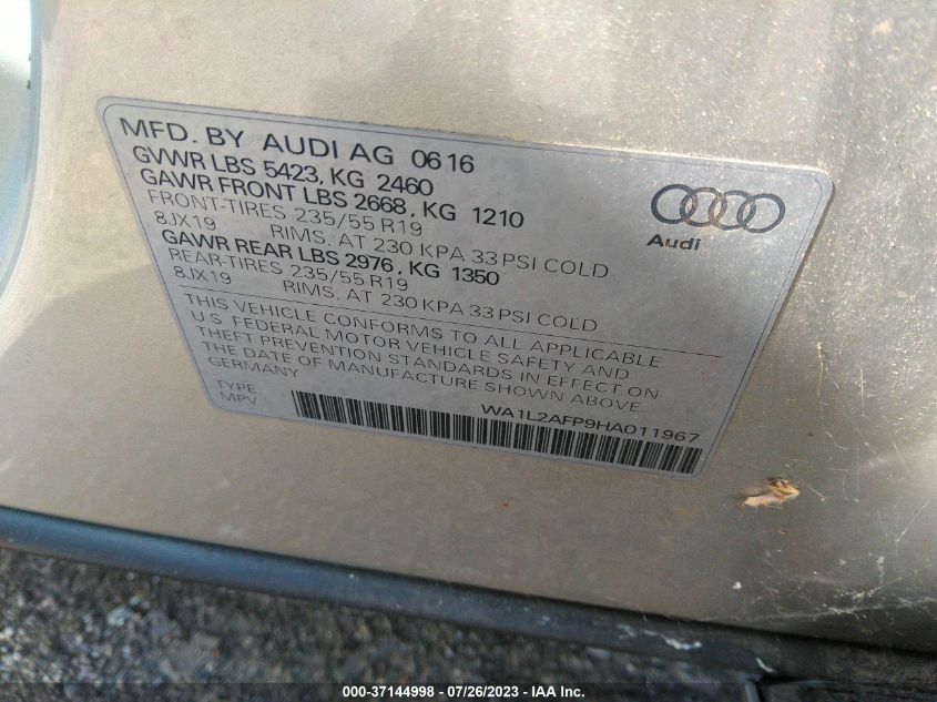 2017 AUDI Q5 PREMIUM PLUS - WA1L2AFP9HA011967