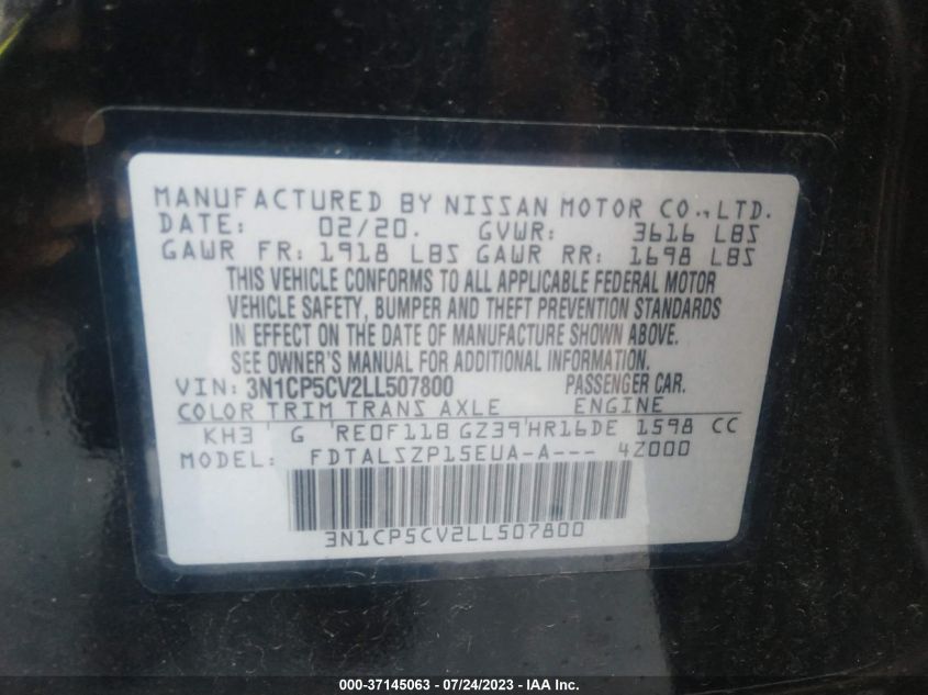 2020 NISSAN KICKS SV - 3N1CP5CV2LL507800