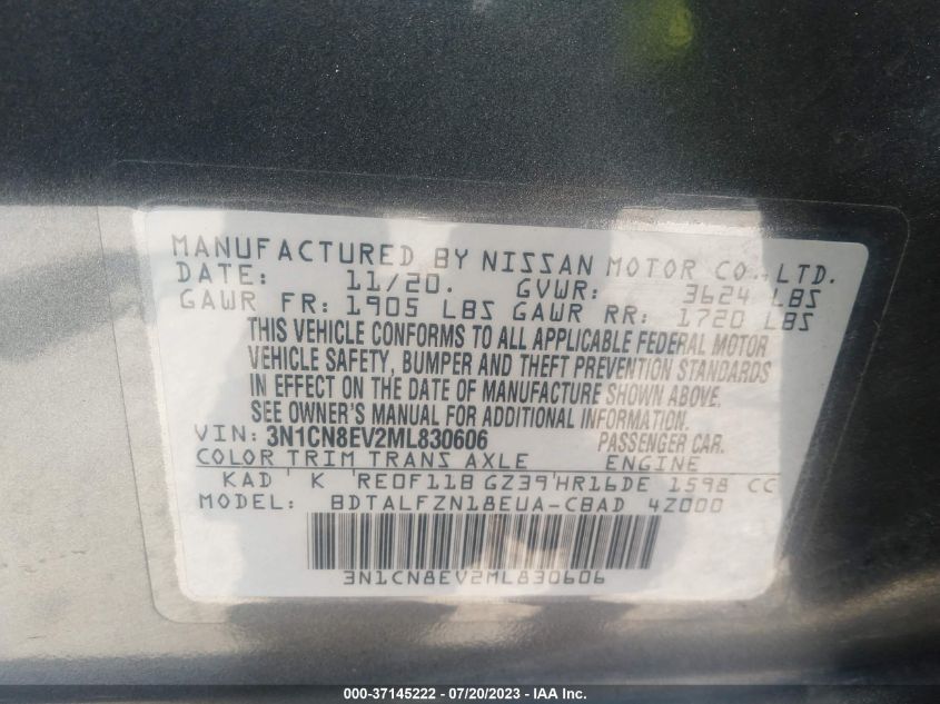 2021 NISSAN VERSA SV - 3N1CN8EV2ML830606