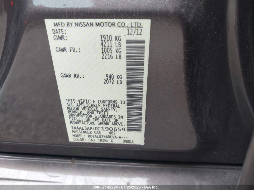 2013 NISSAN ALTIMA 2.5 SV - 1N4AL3AP2DC190659