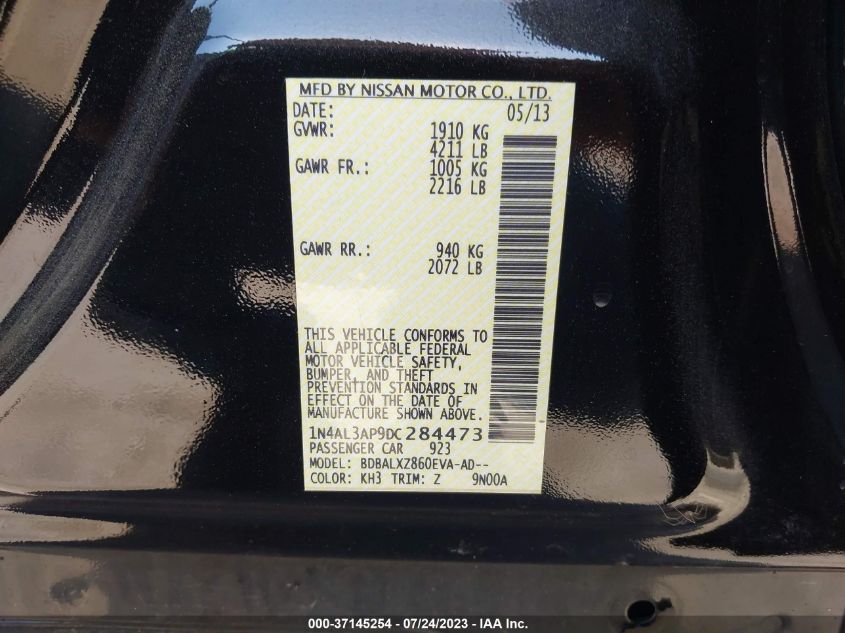 2013 NISSAN ALTIMA 2.5 SL - 1N4AL3AP9DC284473