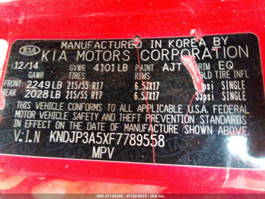 2015 KIA SOUL + - KNDJP3A5XF7789558
