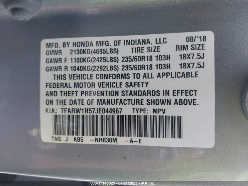 2018 HONDA CR-V EX - 7FARW1H57JE044967