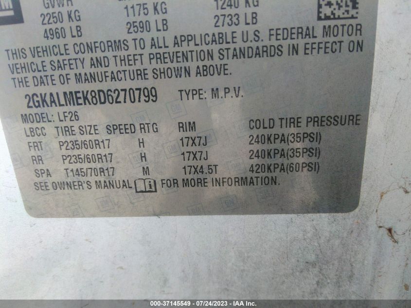 2013 GMC TERRAIN SLE - 2GKALMEK8D6270799
