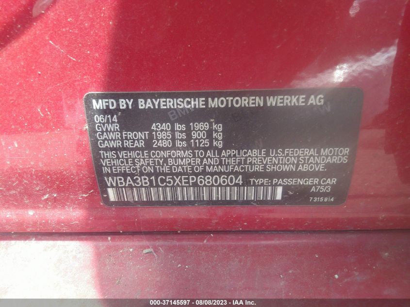2014 BMW 3 SERIES 320I - WBA3B1C5XEP680604