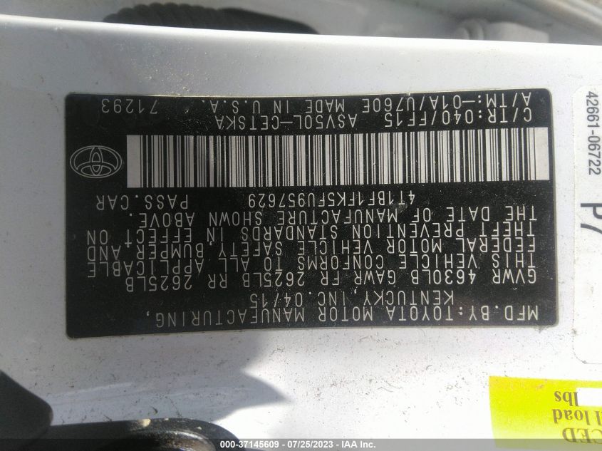 2015 TOYOTA CAMRY XLE/SE/LE/XSE - 4T1BF1FK5FU957629