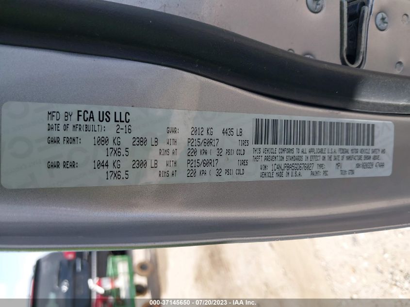 2016 JEEP PATRIOT SPORT SE - 1C4NJPBA5GD676027