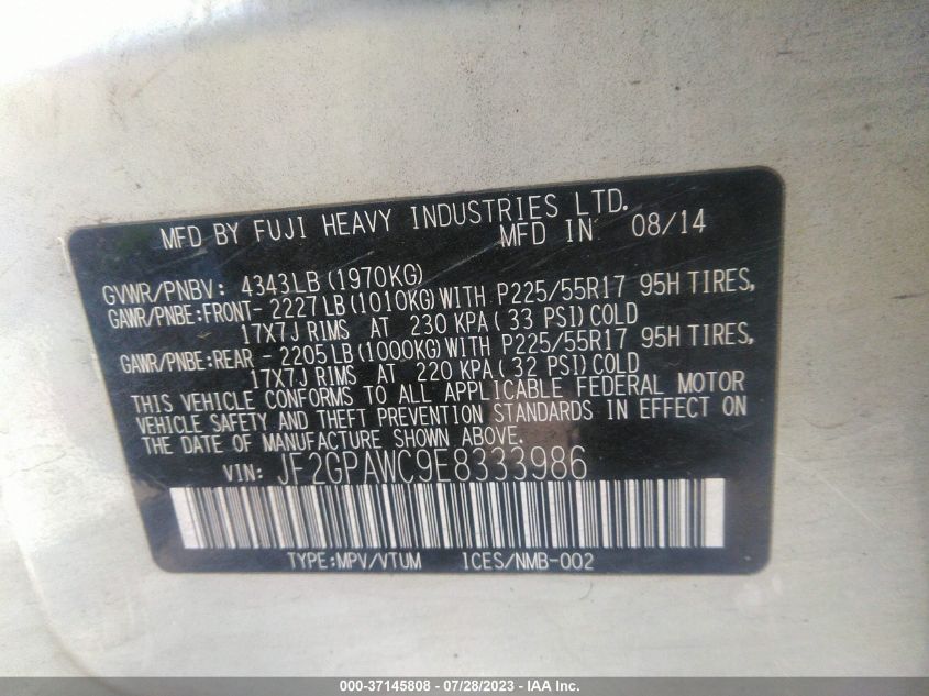 2014 SUBARU XV CROSSTREK PREMIUM - JF2GPAWC9E8333986