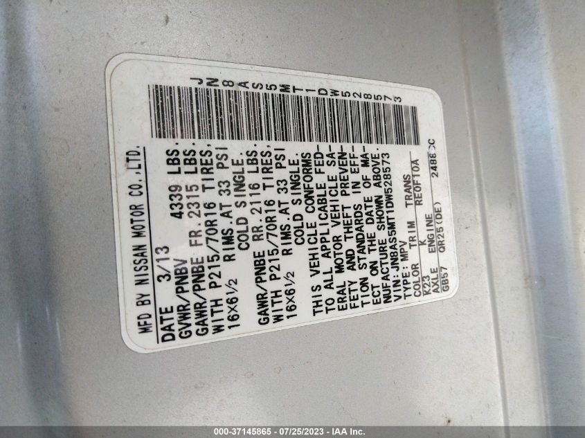 2013 NISSAN ROGUE S - JN8AS5MT1DW528573