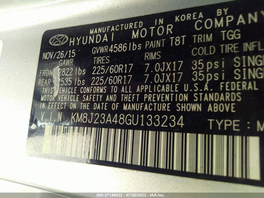 2016 HYUNDAI TUCSON SE - KM8J23A48GU133234