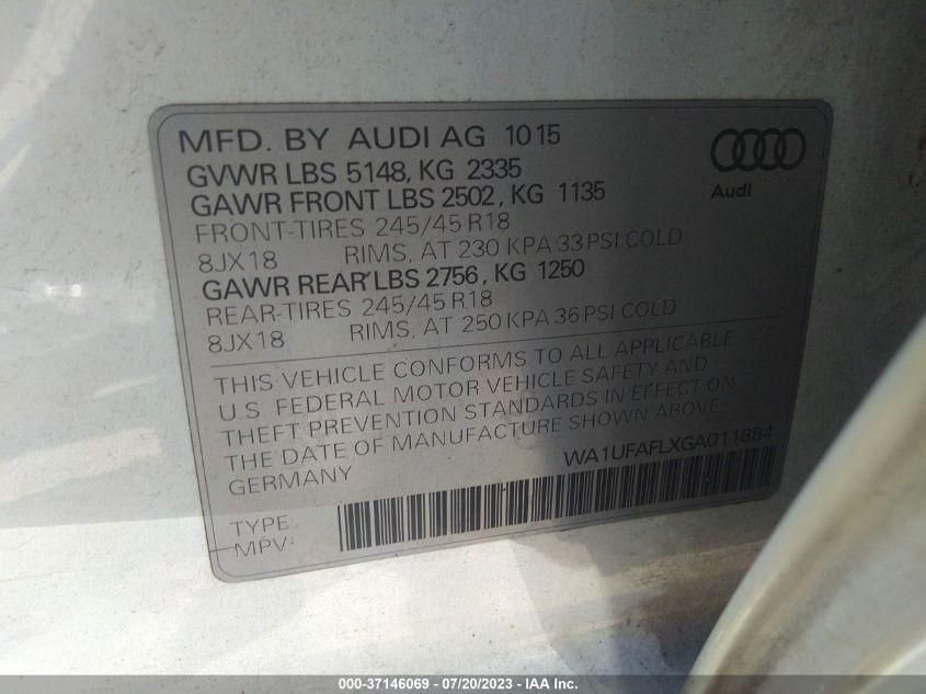 2016 AUDI ALLROAD PREMIUM PLUS WA1UFAFLXGA011884