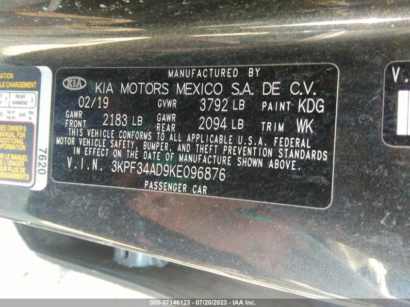 2019 KIA FORTE S - 3KPF34AD9KE096876