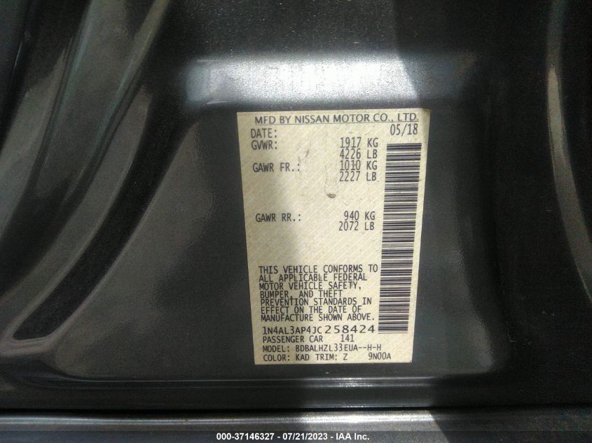 2018 NISSAN ALTIMA 2.5 SR - 1N4AL3AP4JC258424