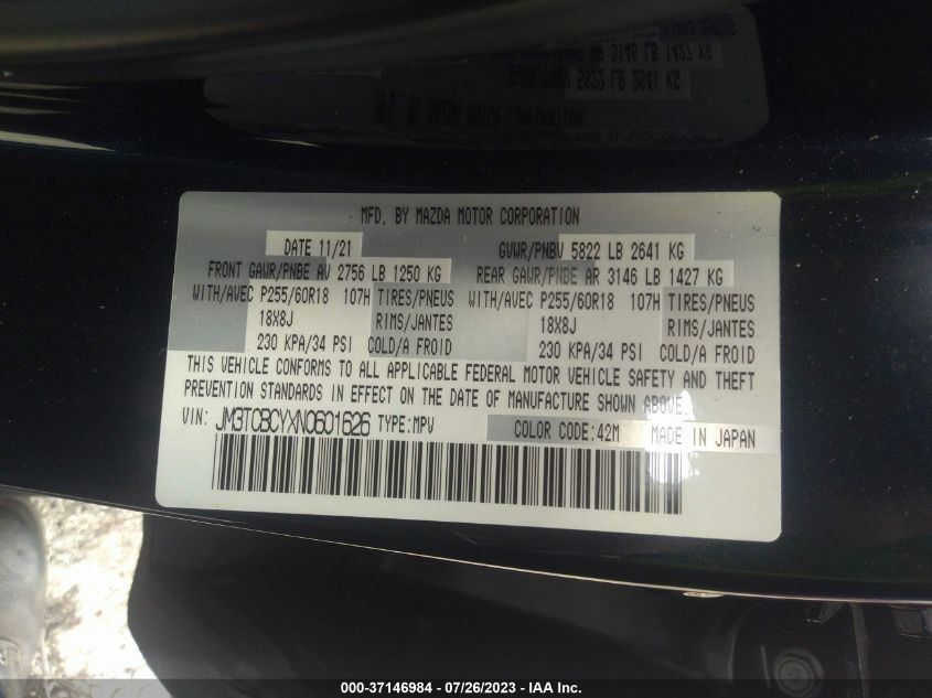 2022 MAZDA CX-9 TOURING - JM3TCBCYXN0601626