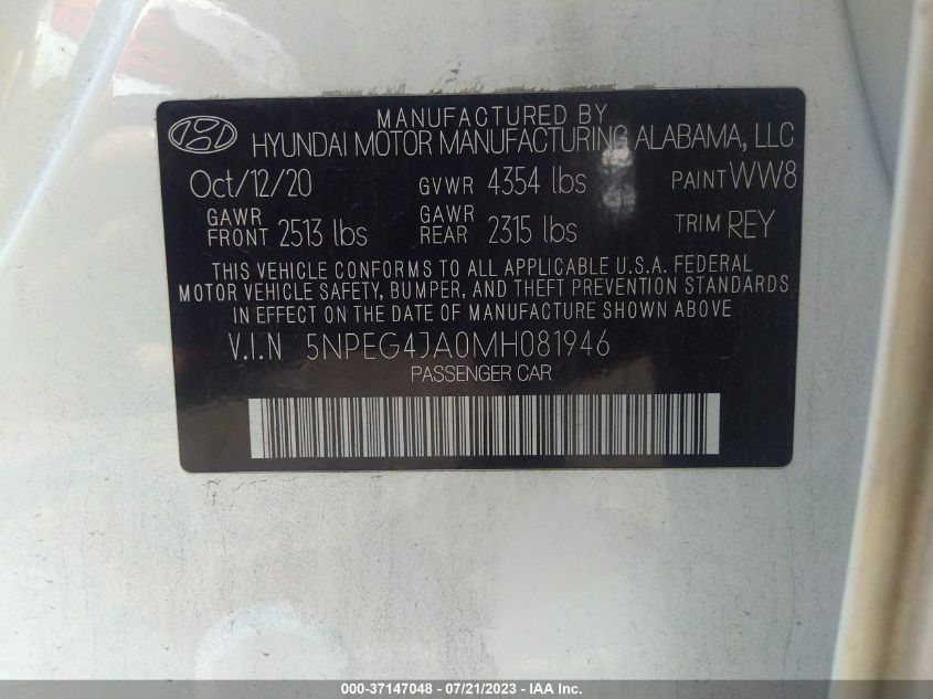 2021 HYUNDAI SONATA SE - 5NPEG4JA0MH081946