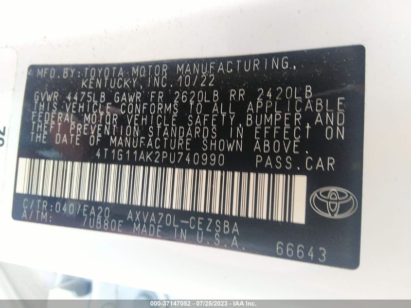 2023 TOYOTA CAMRY SE NIGHT SHADE/SE - 4T1G11AK2PU740990