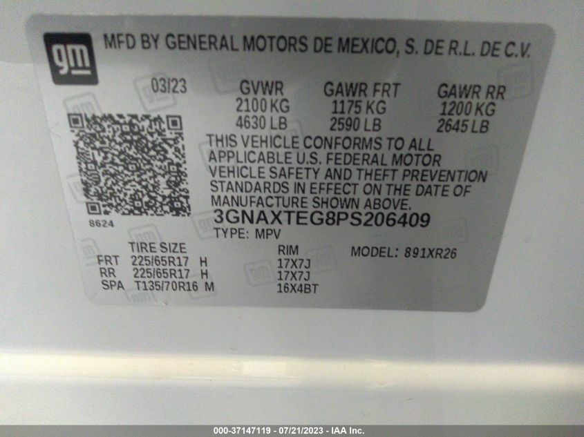 2023 CHEVROLET EQUINOX LT - 3GNAXTEG8PS206409