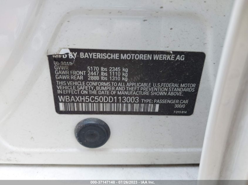 2013 BMW 5 SERIES 528I XDRIVE - WBAXH5C50DD113003