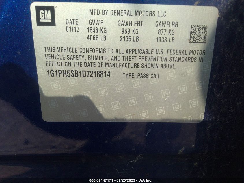 2013 CHEVROLET CRUZE ECO - 1G1PH5SB1D7218814