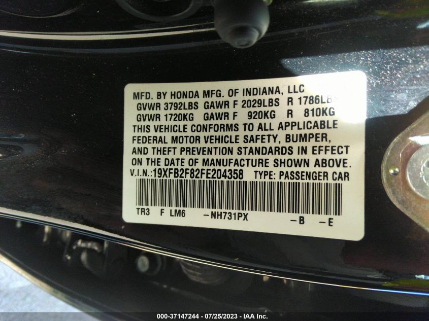 2015 HONDA CIVIC EX - 19XFB2F82FE204358