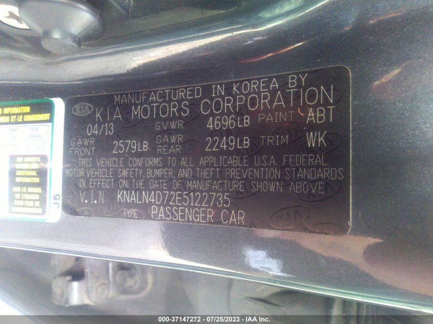 2014 KIA CADENZA PREMIUM - KNALN4D72E5122735