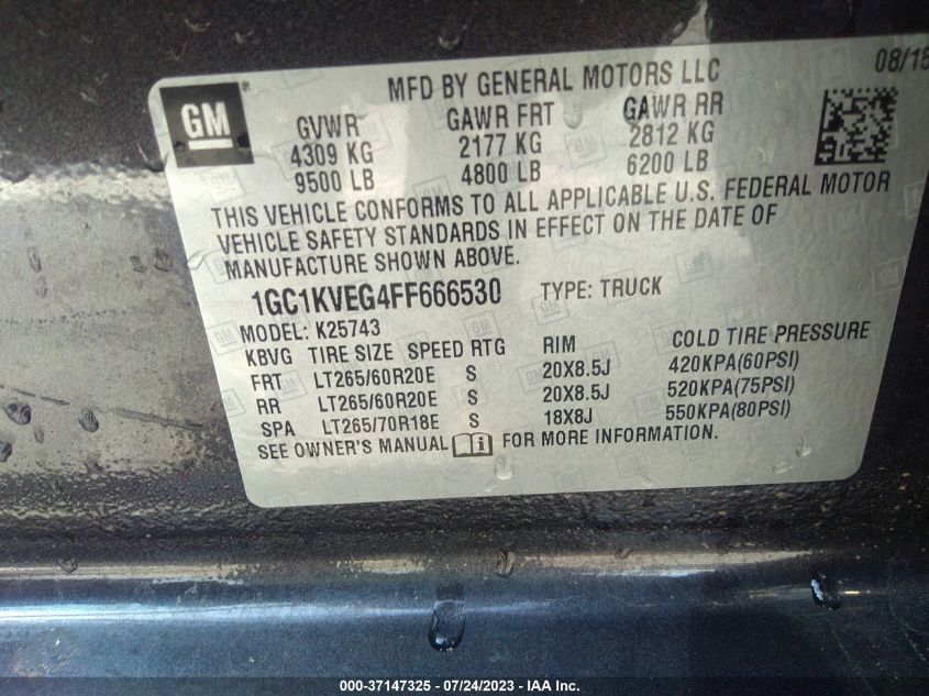 2015 CHEVROLET SILVERADO 2500HD LT - 1GC1KVEG4FF666530