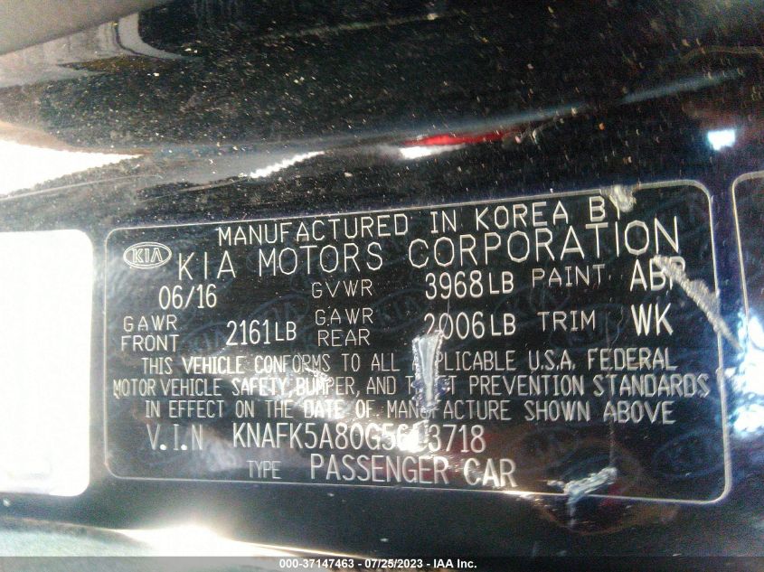 2016 KIA FORTE 5-DOOR LX - KNAFK5A80G5653718