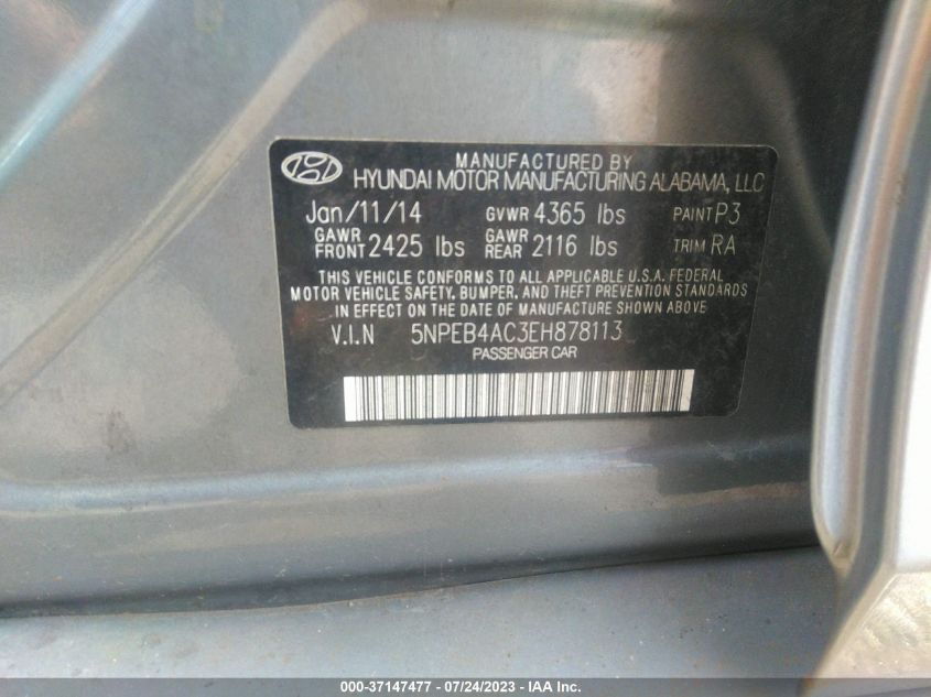 2014 HYUNDAI SONATA GLS - 5NPEB4AC3EH878113