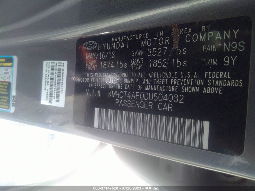 2013 HYUNDAI ACCENT GLS - KMHCT4AE0DU504032